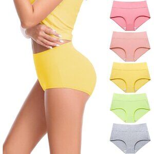 Women's Cotton Briefs Plus Size Pack 2-5 High Waist Tummy Support Panties